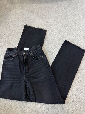 Zara High-Rise Black Straight Leg Jeans